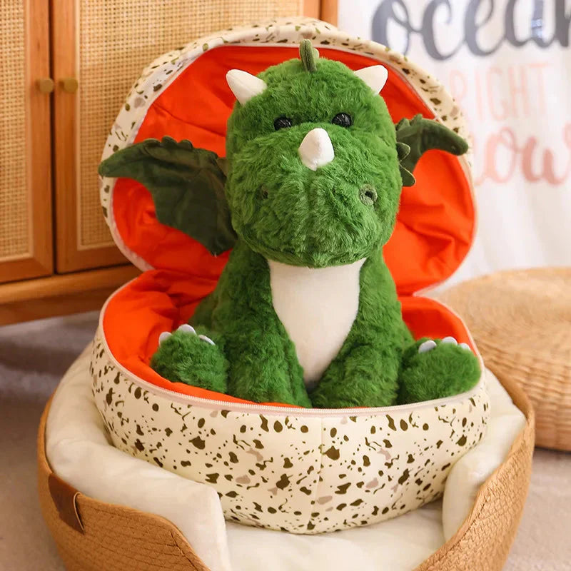 Œuf de dragon peluche coussin 2-en-1 pour enfants