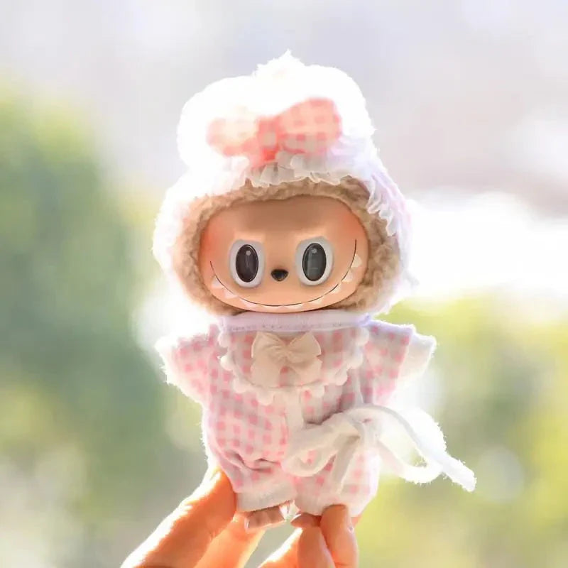 Pyjama Fait Main Labubu – Ensemble Floral en Plaid avec Accessoires Douillets