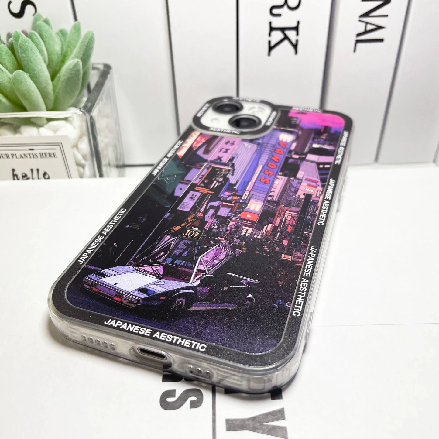 Coque iPhone Esthétique – Coque Néon Tokyo Teintes Pourpres Design Japonais