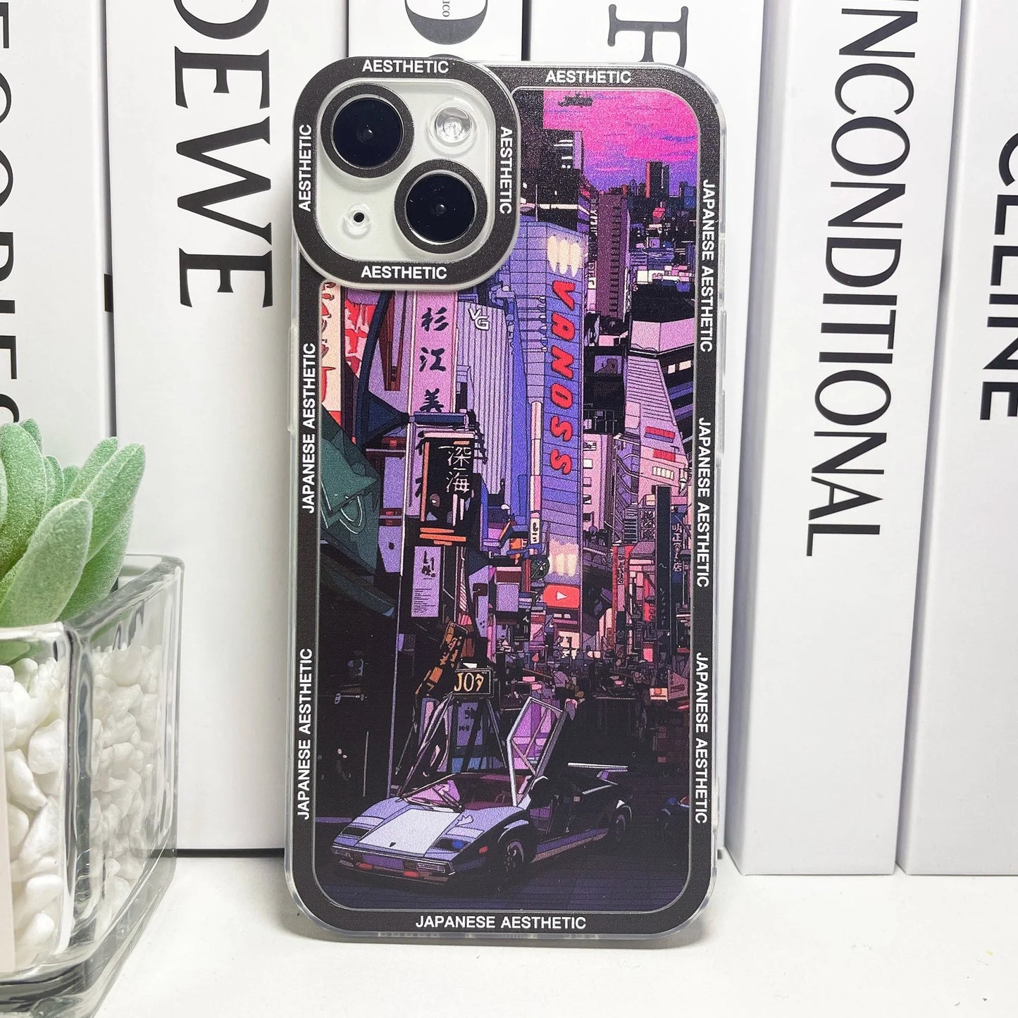 Coque iPhone Esthétique – Coque Néon Tokyo Teintes Pourpres Design Japonais