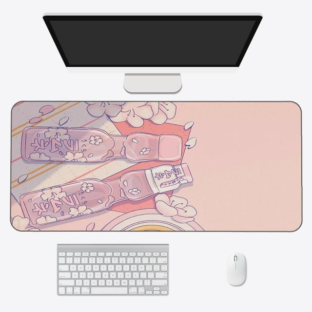 Tapis de souris kawaii – Tapis de bureau anime esthétique en tissu doux et durable