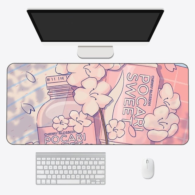 Tapis de souris kawaii – Tapis de bureau anime esthétique en tissu doux et durable