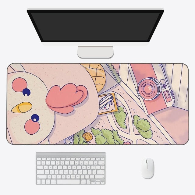 Tapis de souris kawaii – Tapis de bureau anime esthétique en tissu doux et durable