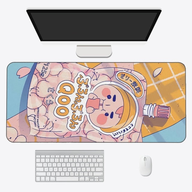 Tapis de souris kawaii – Tapis de bureau anime esthétique en tissu doux et durable