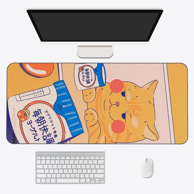 Tapis de souris kawaii – Tapis de bureau anime esthétique en tissu doux et durable