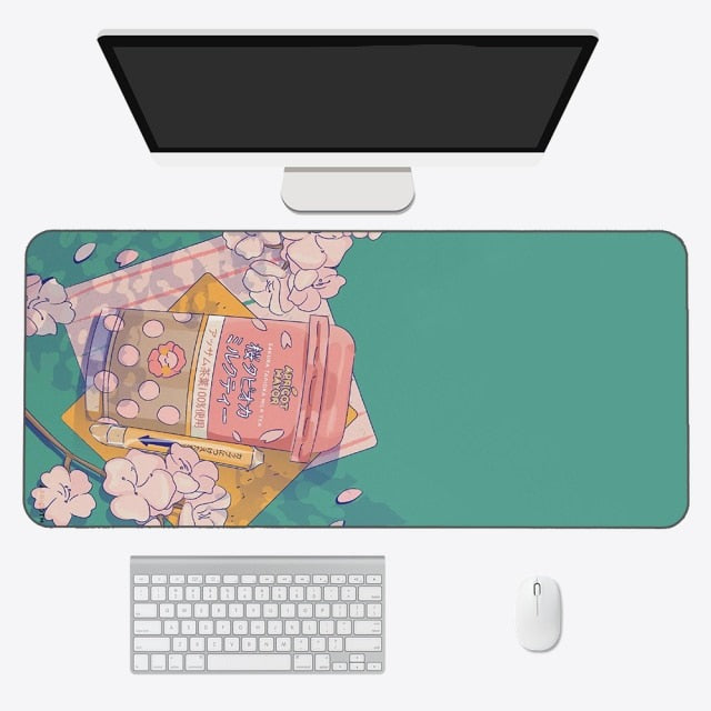 Tapis de souris kawaii – Tapis de bureau anime esthétique en tissu doux et durable