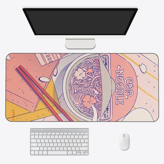 Tapis de souris kawaii – Tapis de bureau anime esthétique en tissu doux et durable