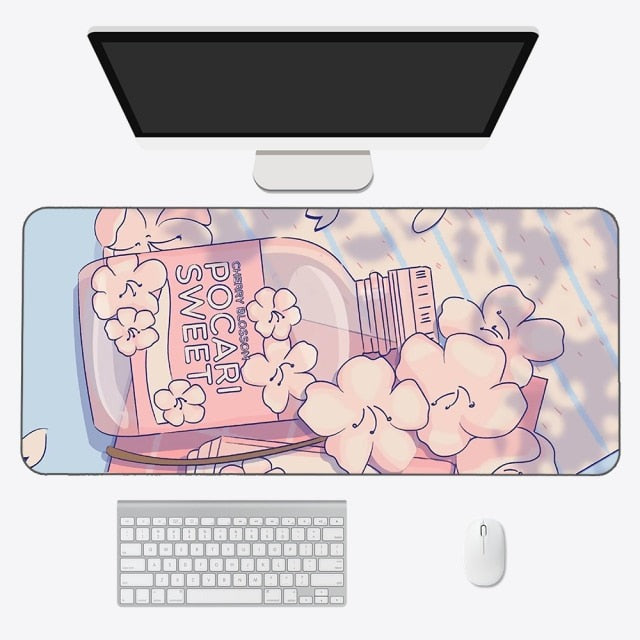 Tapis de souris kawaii – Tapis de bureau anime esthétique en tissu doux et durable