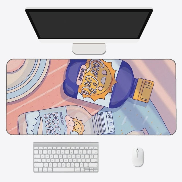 Tapis de souris kawaii – Tapis de bureau anime esthétique en tissu doux et durable