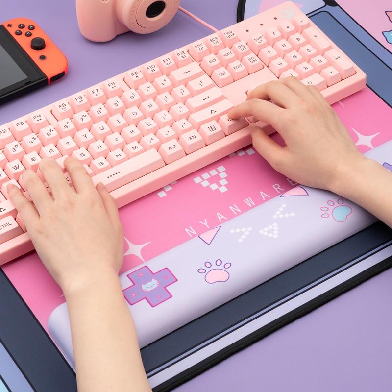Tapis de souris kawaii chat rose – Grand tapis de bureau mignon et décoratif