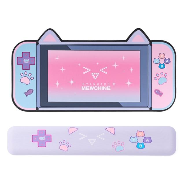 Tapis de souris kawaii chat rose – Grand tapis de bureau mignon et décoratif