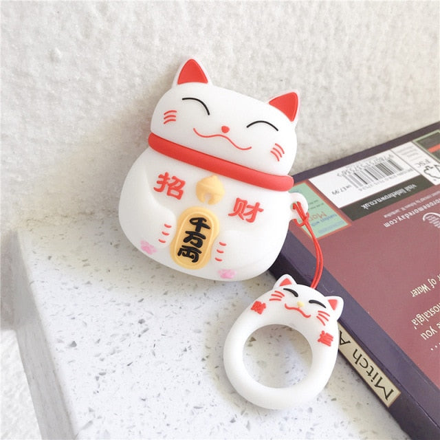 Coque Airpods – Étui Chat Chanceux pour Airpods 1 2 3 Pro, Design Unique et Amusant