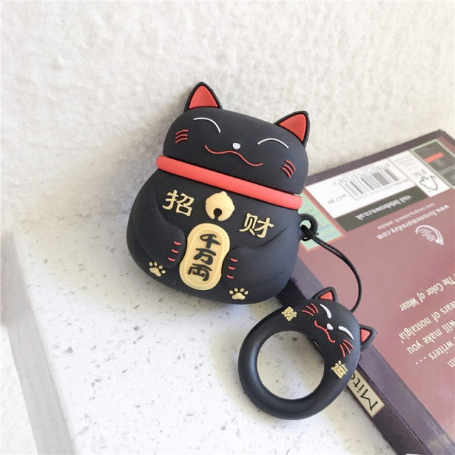 Coque Airpods – Étui Chat Chanceux pour Airpods 1 2 3 Pro, Design Unique et Amusant