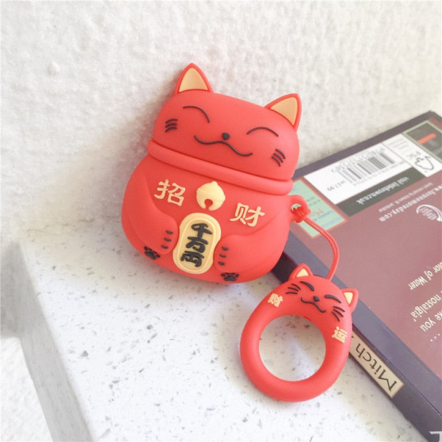 Coque Airpods – Étui Chat Chanceux pour Airpods 1 2 3 Pro, Design Unique et Amusant