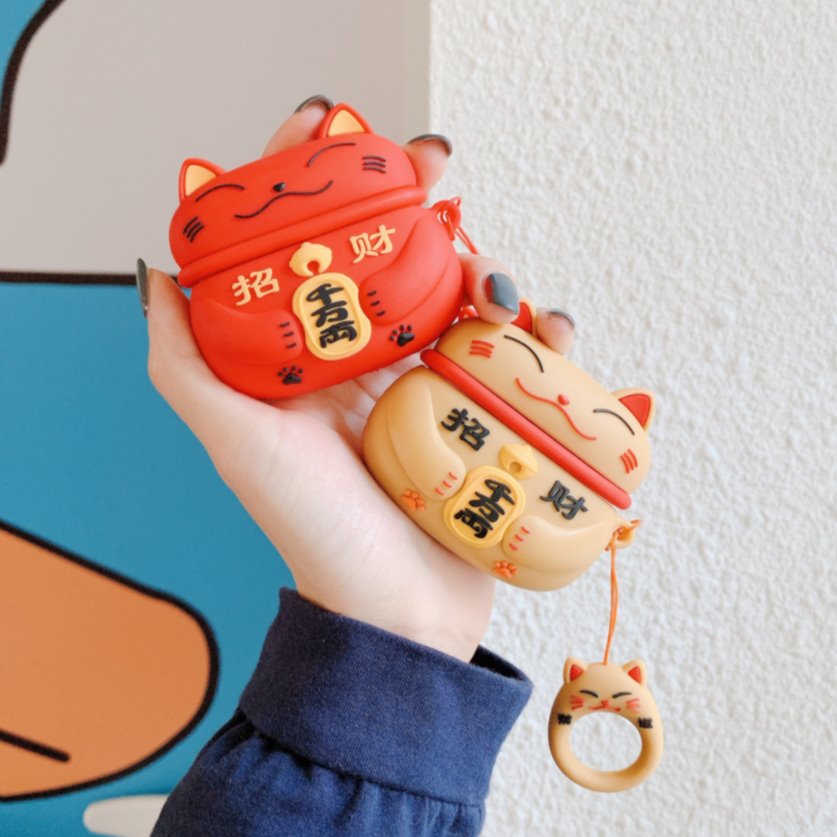 Coque Airpods – Étui Chat Chanceux pour Airpods 1 2 3 Pro, Design Unique et Amusant
