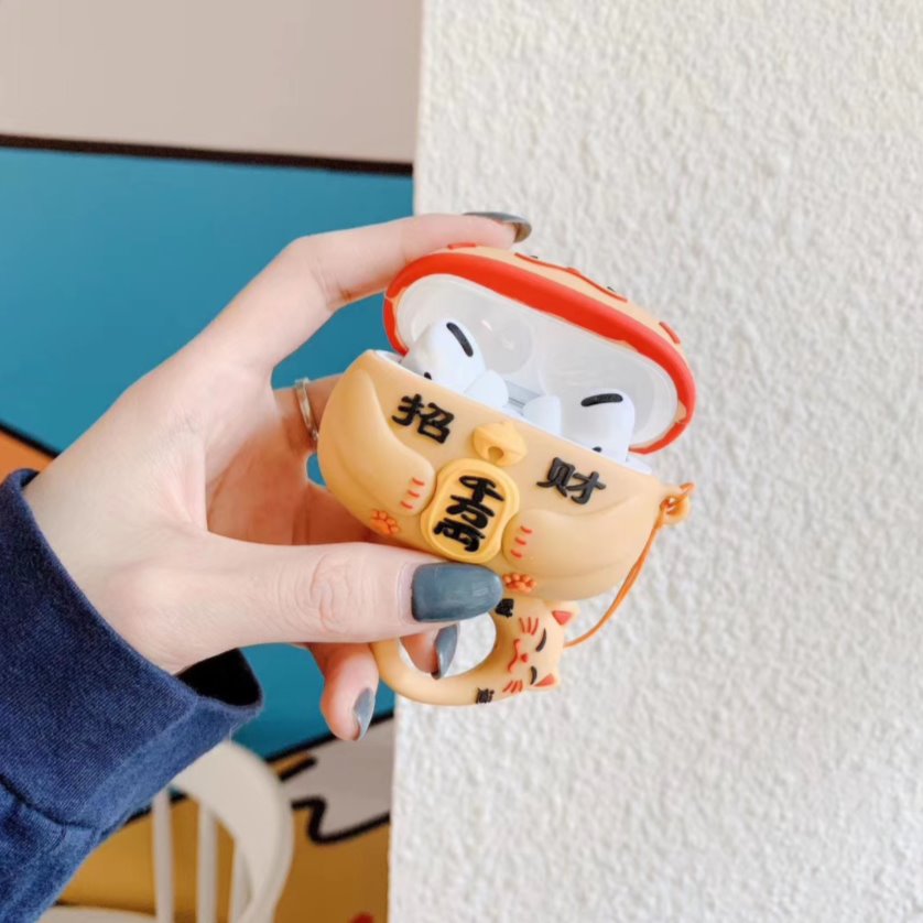 Coque Airpods – Étui Chat Chanceux pour Airpods 1 2 3 Pro, Design Unique et Amusant