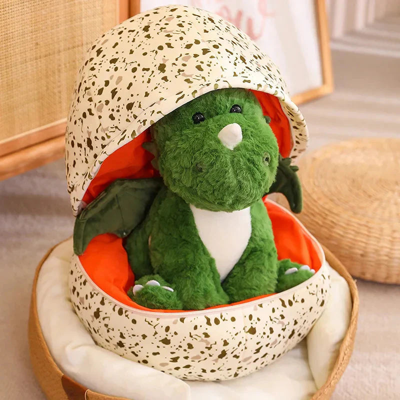 Œuf de dragon peluche coussin 2-en-1 pour enfants