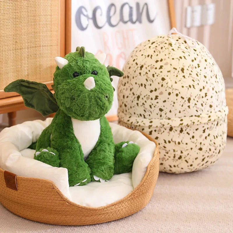 Œuf de dragon peluche coussin 2-en-1 pour enfants