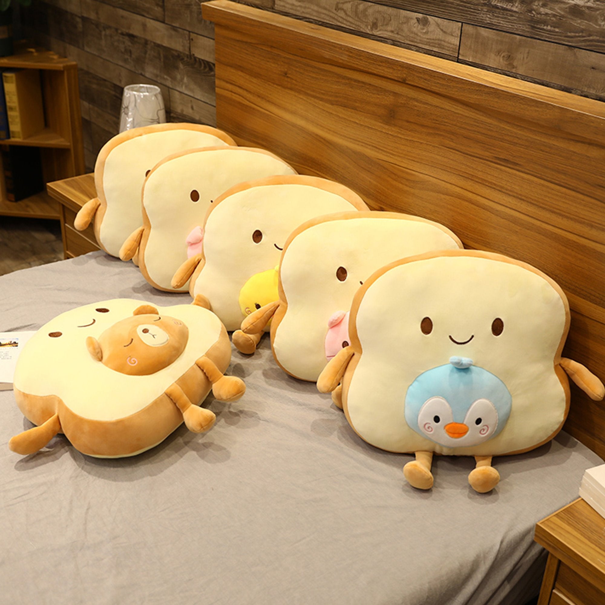 Coussin en Forme de Pain Doux Peluche pour Enfants et Adultes