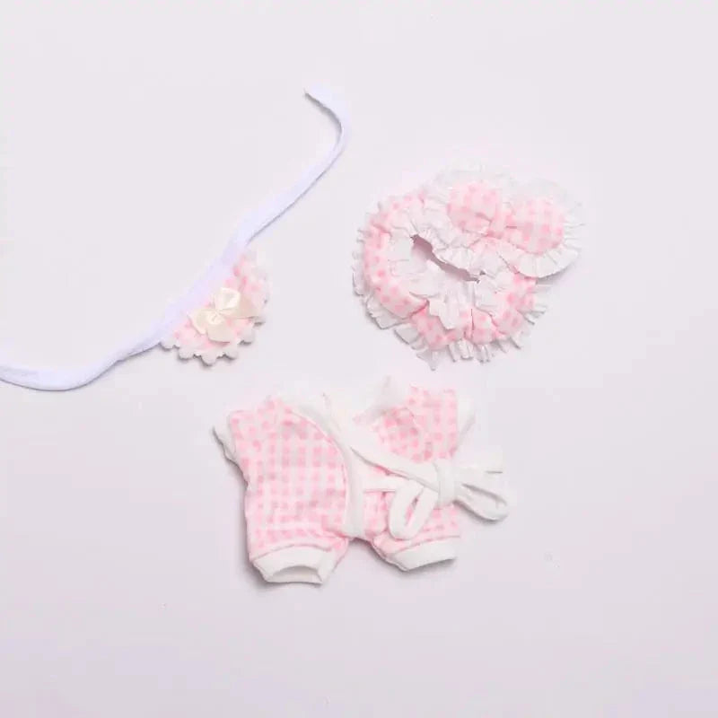 Pyjama Fait Main Labubu – Ensemble Floral en Plaid avec Accessoires Douillets