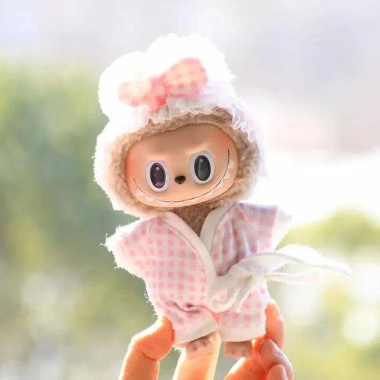 Pyjama Fait Main Labubu – Ensemble Floral en Plaid avec Accessoires Douillets