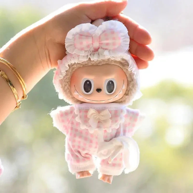 Pyjama Fait Main Labubu – Ensemble Floral en Plaid avec Accessoires Douillets