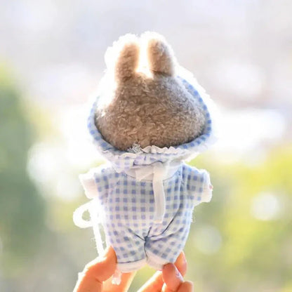 Pyjama Fait Main Labubu – Ensemble Floral en Plaid avec Accessoires Douillets