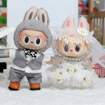 Robe de mariage fait main – Tenue élégante pour couple Labubu en tissu doux