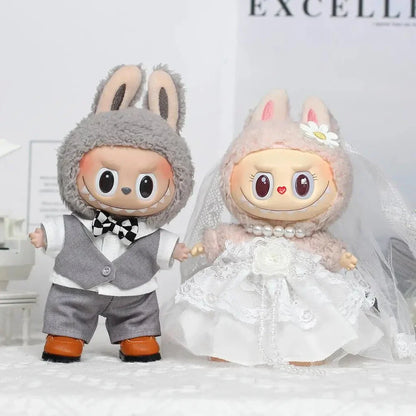 Robe de mariage fait main – Tenue élégante pour couple Labubu en tissu doux