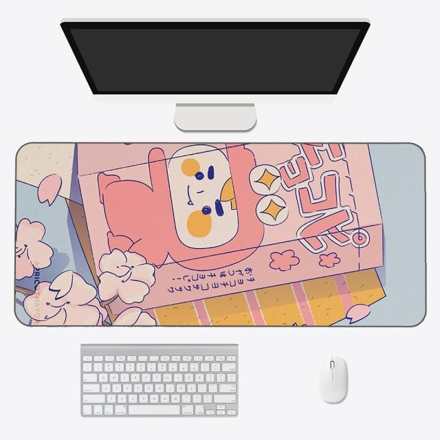 Tapis de souris kawaii – Tapis de bureau anime esthétique en tissu doux et durable