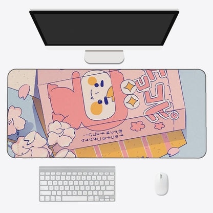 Tapis de souris kawaii – Tapis de bureau anime esthétique en tissu doux et durable