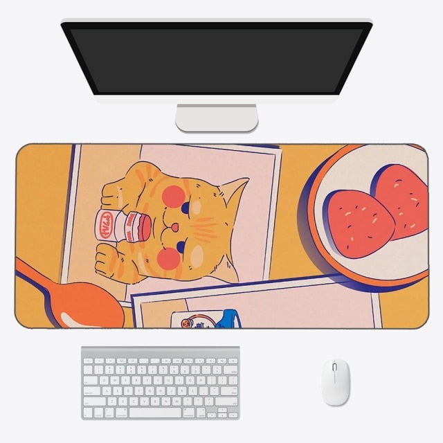 Tapis de souris kawaii – Tapis de bureau anime esthétique en tissu doux et durable