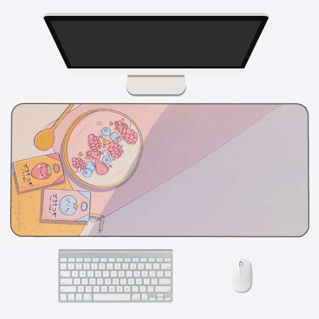 Tapis de souris kawaii – Tapis de bureau anime esthétique en tissu doux et durable