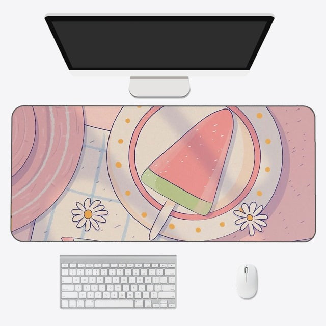 Tapis de souris kawaii – Tapis de bureau anime esthétique en tissu doux et durable