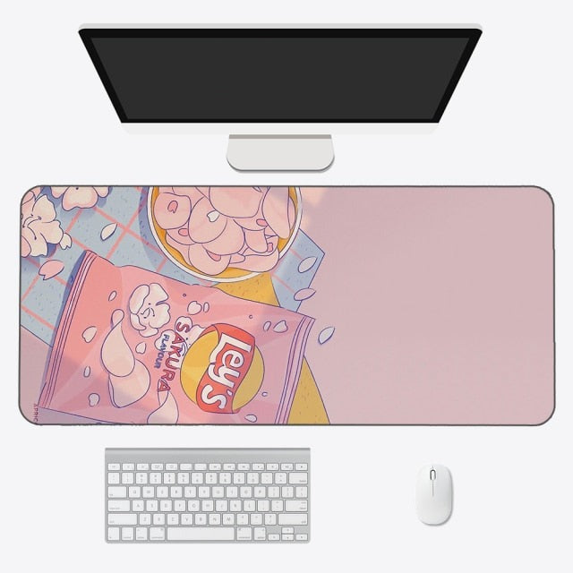 Tapis de souris kawaii – Tapis de bureau anime esthétique en tissu doux et durable