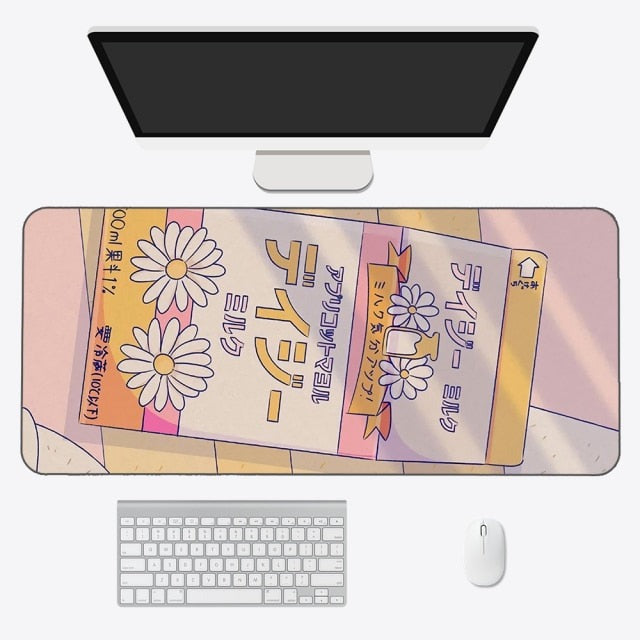 Tapis de souris kawaii – Tapis de bureau anime esthétique en tissu doux et durable
