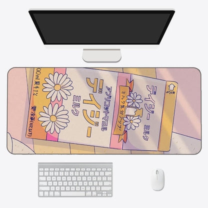 Tapis de souris kawaii – Tapis de bureau anime esthétique en tissu doux et durable