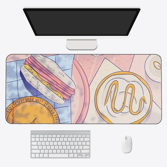 Tapis de souris kawaii – Tapis de bureau anime esthétique en tissu doux et durable