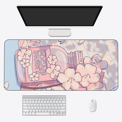 Tapis de souris kawaii – Tapis de bureau anime esthétique en tissu doux et durable
