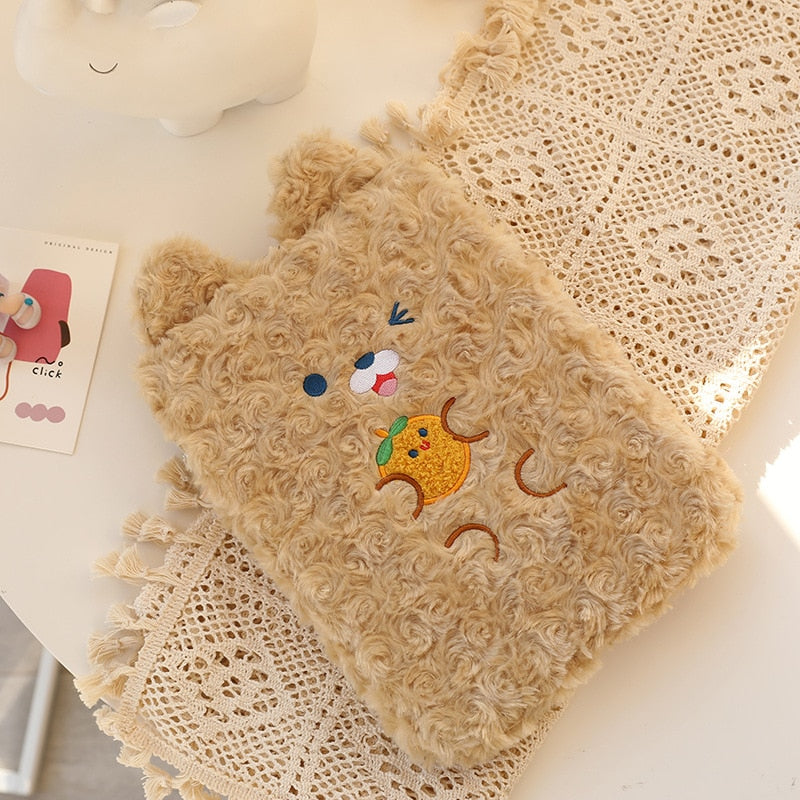 Housse iPad Kawaii – Étui en peluche Lapin et Ours doux et mignon