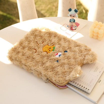 Housse iPad Kawaii – Étui en peluche Lapin et Ours doux et mignon