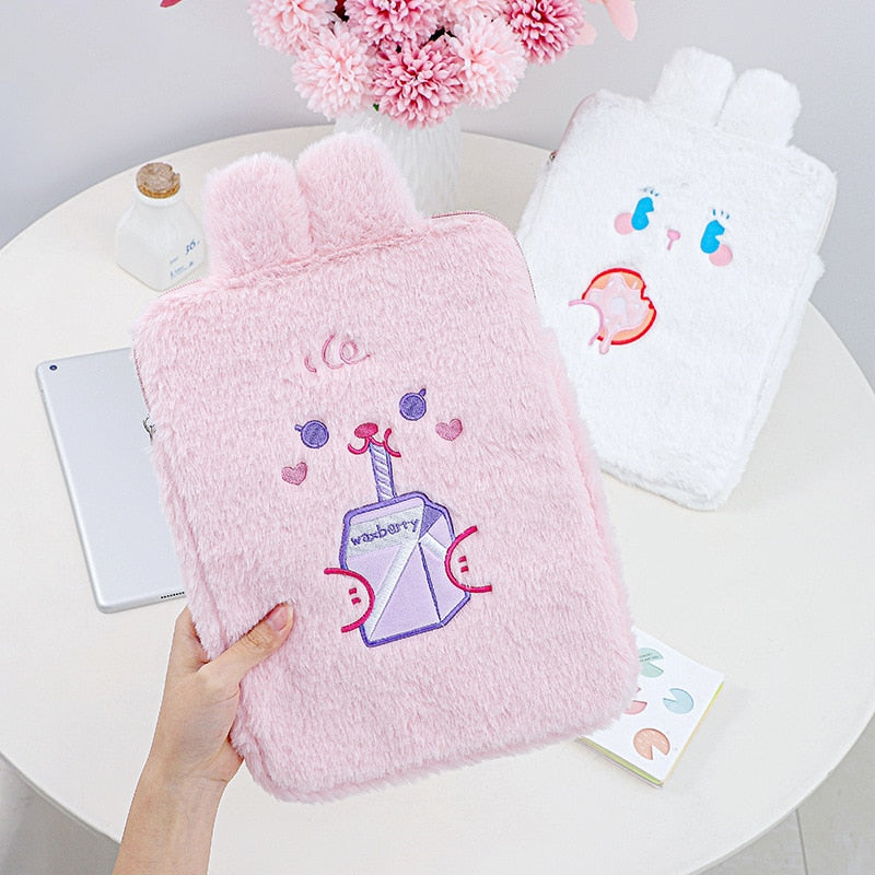 Housse iPad Kawaii – Étui en peluche Lapin et Ours doux et mignon