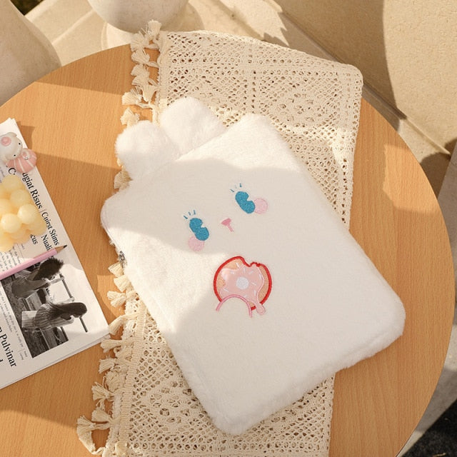 Housse iPad Kawaii – Étui en peluche Lapin et Ours doux et mignon