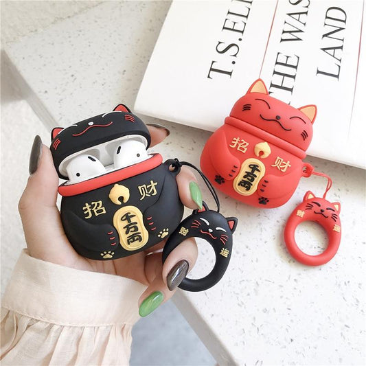 Coque Airpods – Étui Chat Chanceux pour Airpods 1 2 3 Pro, Design Unique et Amusant