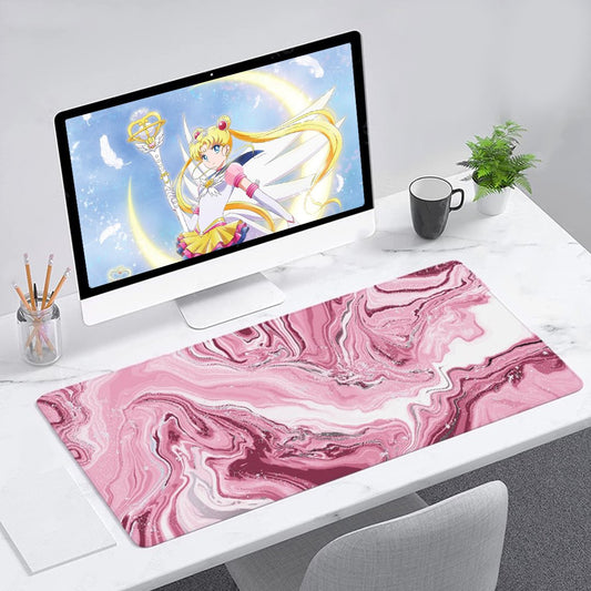 Tapis de souris en marbre rouge rose – Tapis de bureau art abstrait large et design élégant