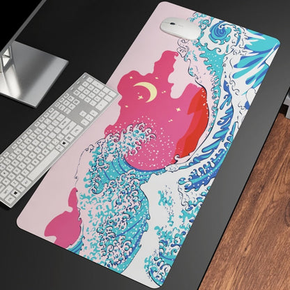 Tapis de souris décoratif – Collection La Grande Vague Kanagawa en tissu doux et durable