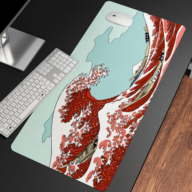 Tapis de souris décoratif – Collection La Grande Vague Kanagawa en tissu doux et durable