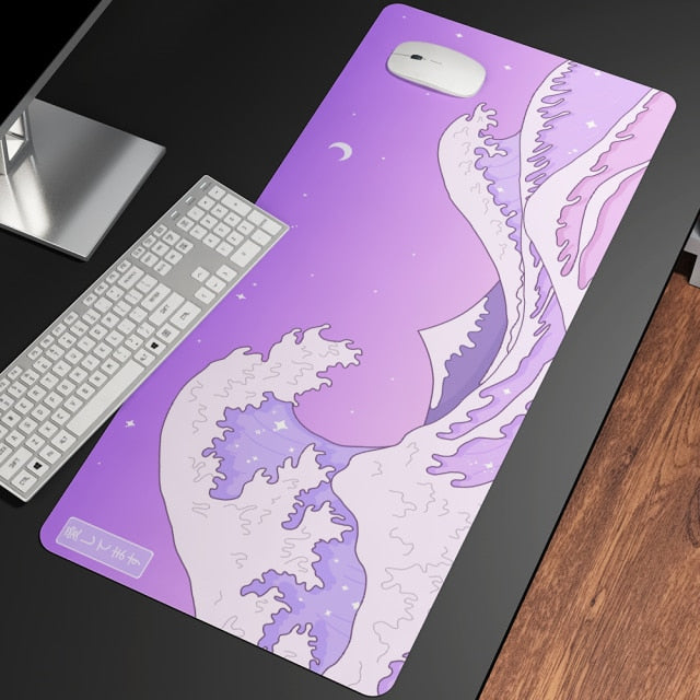 Tapis de souris décoratif – Collection La Grande Vague Kanagawa en tissu doux et durable