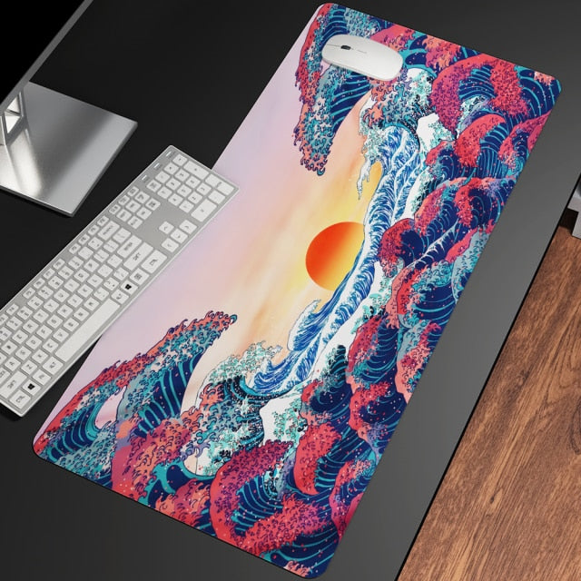 Tapis de souris décoratif – Collection La Grande Vague Kanagawa en tissu doux et durable