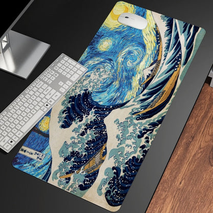 Tapis de souris décoratif – Collection La Grande Vague Kanagawa en tissu doux et durable